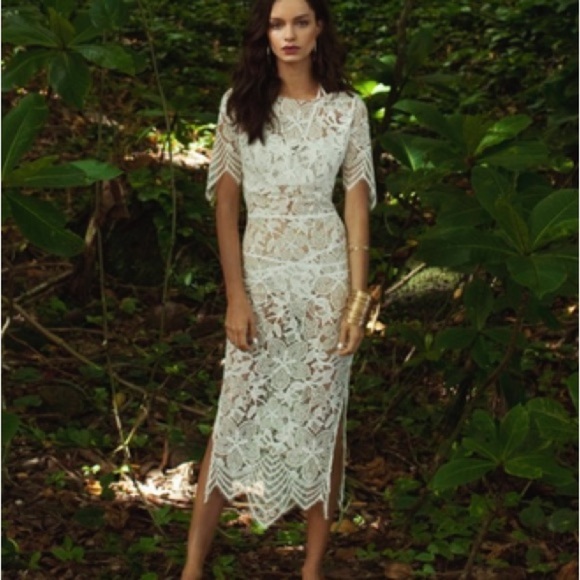 FOR LOVE & LEMONS Luna Lace Sheet Open Back White Maxi Dress NWOT Size X-Small - Picture 1 of 12
